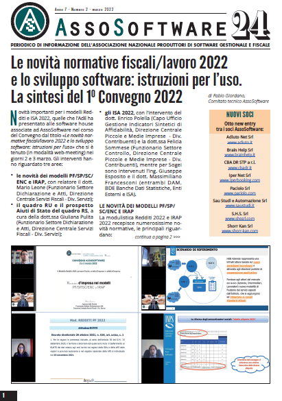 AssoSoftware24 n. 2 2022 Il Sole 24 Ore cover